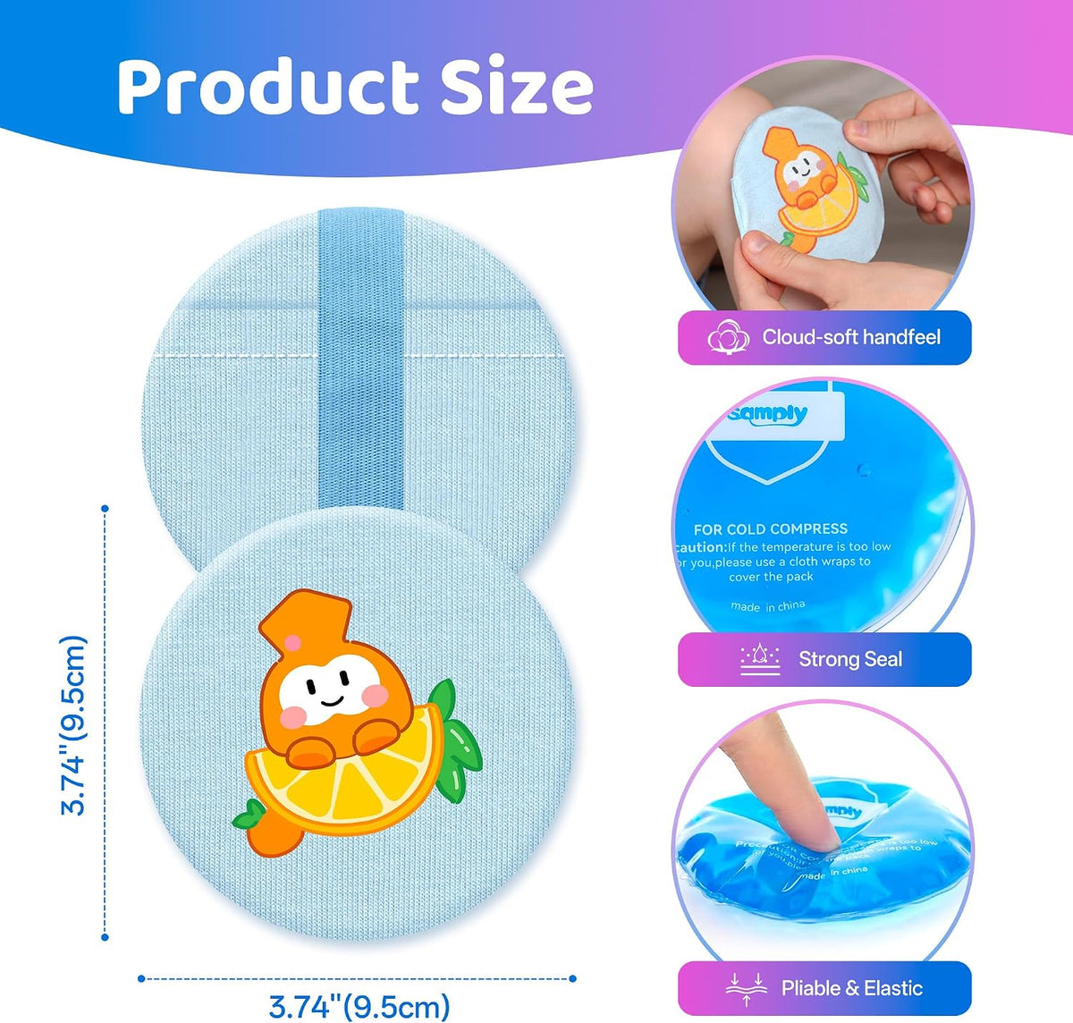 samply Small Gel Ice Packs, 5 Mini Reusable Cold Packs with 2 Covers