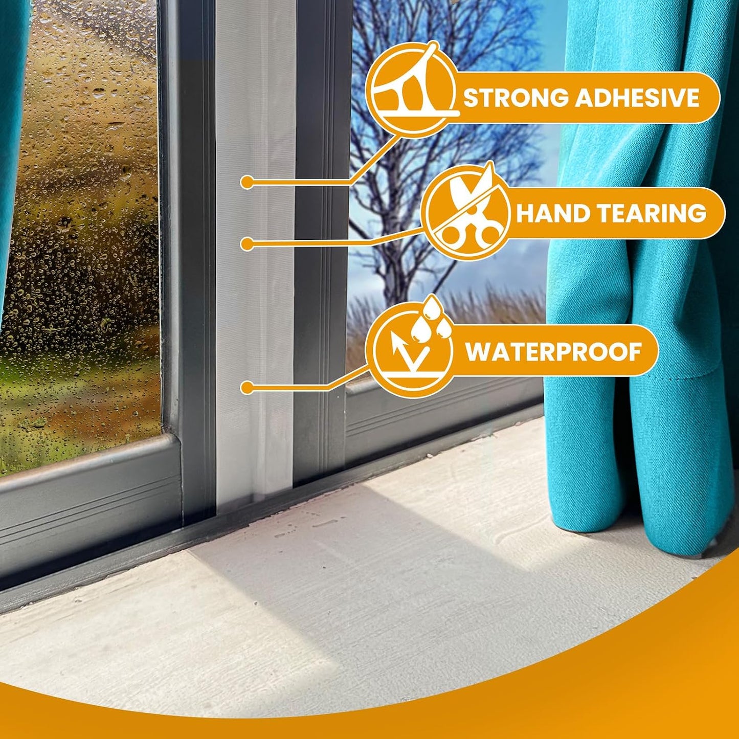White Window Weather Sealing Tape, AC Air Conditioner Sealing Tape | Window Draft Isolation, No Residue, Self Adhesive for Keep Out Cold Air Dust Rain, Waterproof