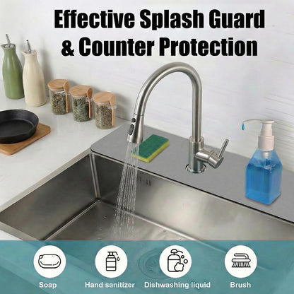 Cuttable Kitchen Sink Faucet Mat: 30" Lx5.5 W Splash Guard with Center Hole | Customizable Absorbent Non-slip Fabric Rubber Mat, Cut to Fit 2,3,4 Holes Irregular Sink with Soap Dispenser Air Gap