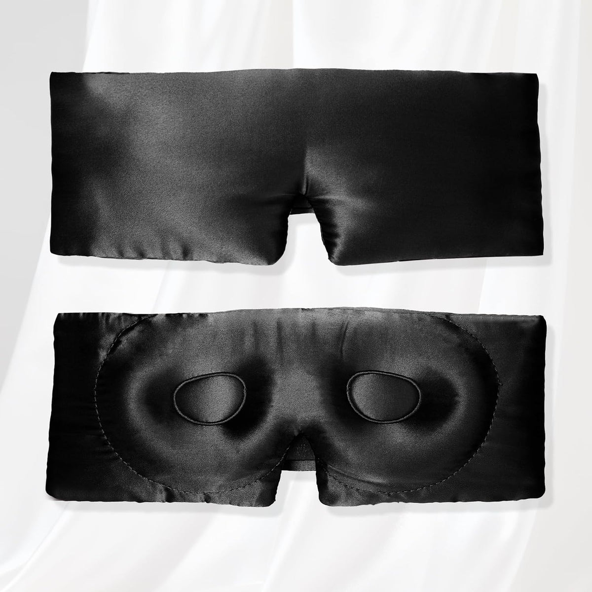 VOCOSTE 3D Pure Silk Sleep Mask with Travel Pouch, Black