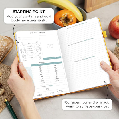 Clever Fox Food Journal for Women & Men, Weight Loss Tracker, Aquamarine