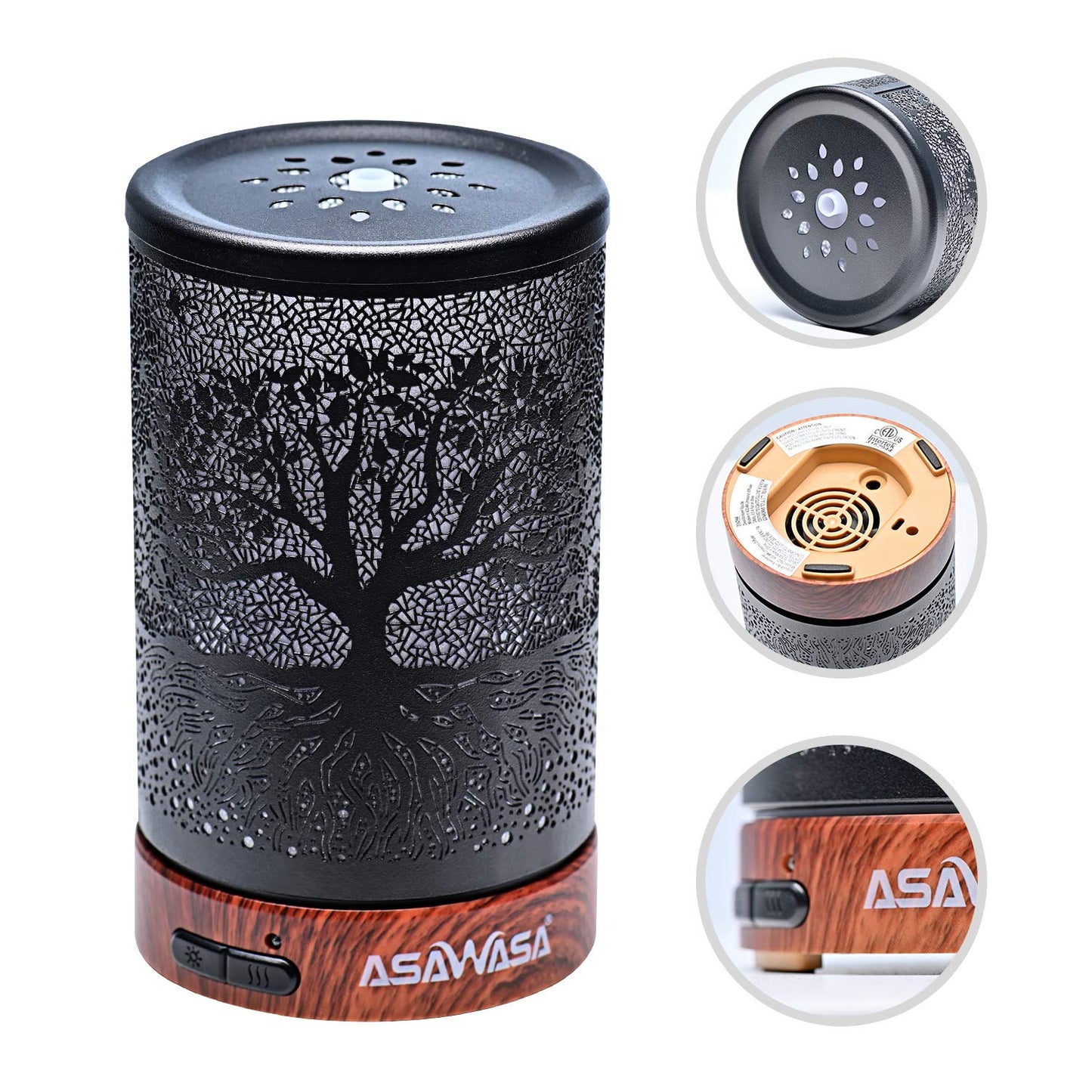 Diffusers for Essential Oils,ASAWASA Essential Oil Diffuser with Waterless Auto Shut-Off, Metal Art Aromatherapy Humidifier with Multi Color Changed Night Light,Ideal for Home Spa Yoga(Bird)