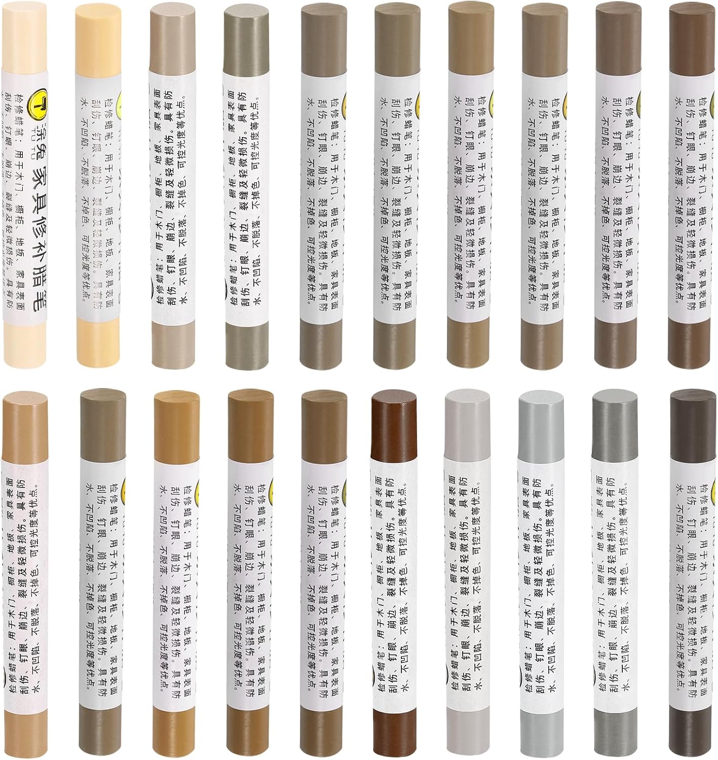 uxcell Furniture Repair Wax Crayons Kit, 20Pcs - Wood Filler Stick, Touch Up Furniture Markers - for Scratches Holes Tables Desks Wooden Floor Laminate Covers, Gray Series