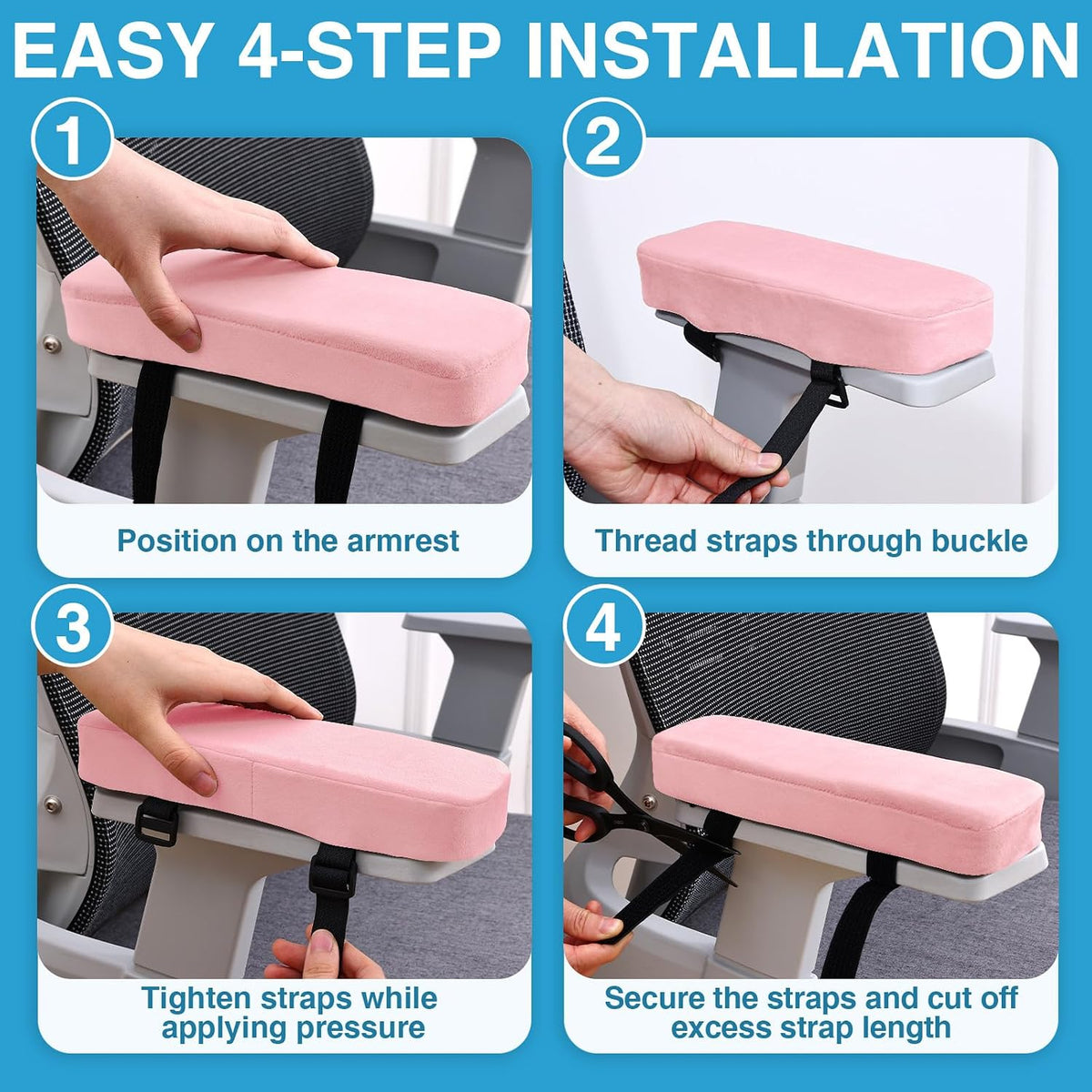 Smiry Memory Foam Office Chair Armrest Pads, Non-Slip Armrest Cushion