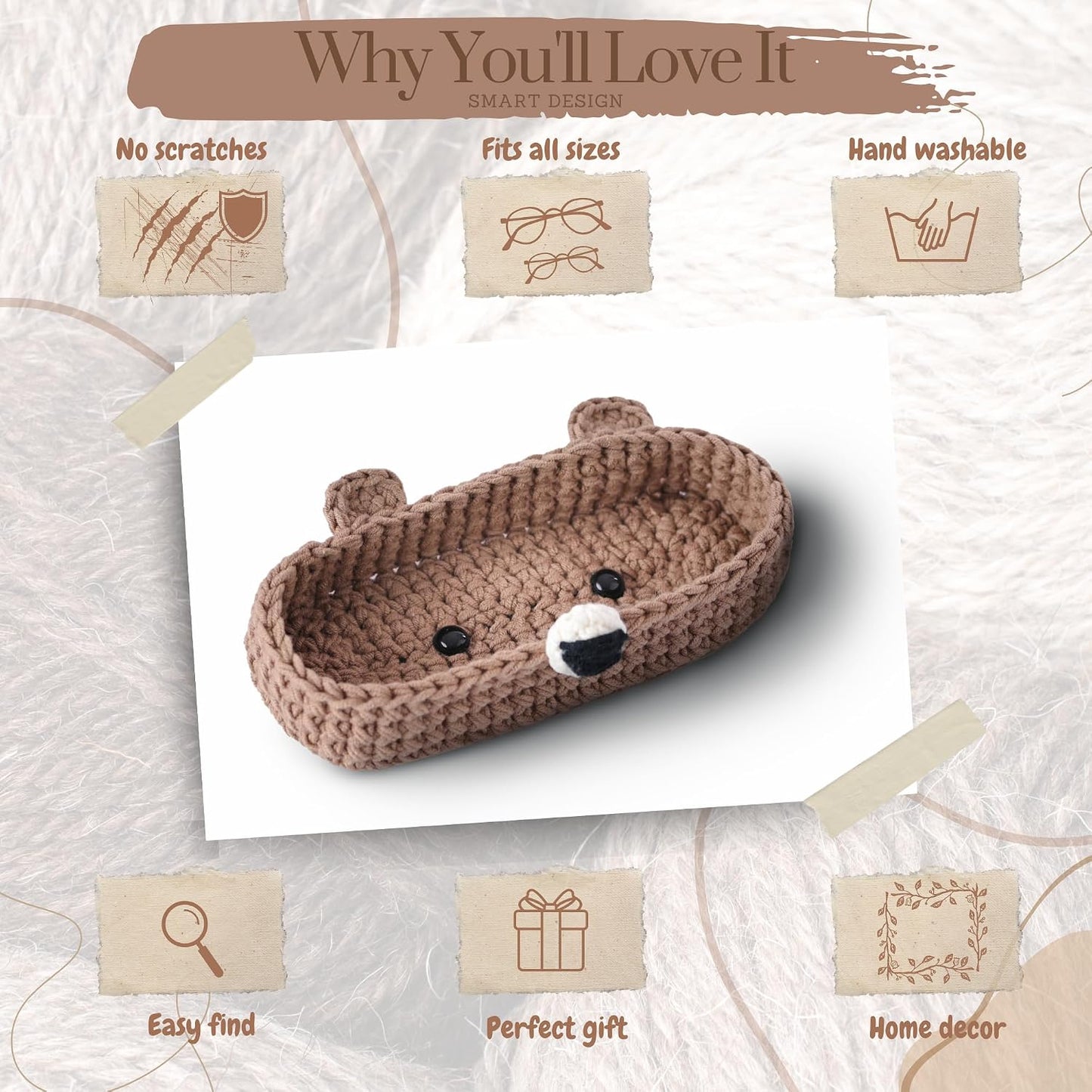 HandMade Premium Bear Crochet Glasses Holder