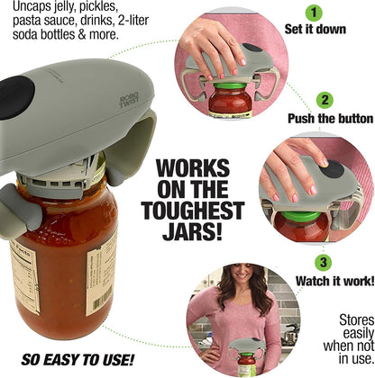 Robotwist Electric Jar Opener Top Rated for Seniors, Deluxe Model with Improved Torque, 1 Touch Automatic Easy Jar Opener for Weak Hand and Arthritis – Works on All Jar Sizes