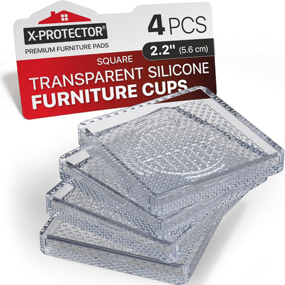 X-Protector Furniture Cups - 8 PCS 2.2" - Non Slip Furniture Pads (Round) | Transparent Floor Protectors - Bed Stoppers to Prevent Sliding - Keep Furniture from Sliding on Floor!