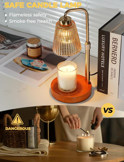 Silver Gray Candle Warmer Lamp with 24h Cycle Timer, Dimmable Wax Warmer