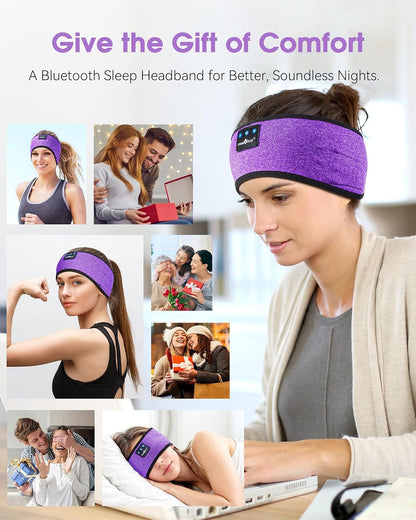 MUSICOZY Sleep Headphones Bluetooth Headband Headphones for Side Sleepers | Sleeping Headbands Wireless Sports Earphones Sweat Resistant Earbuds for Workout Running Cool Gadgets Unique Gifts for Women