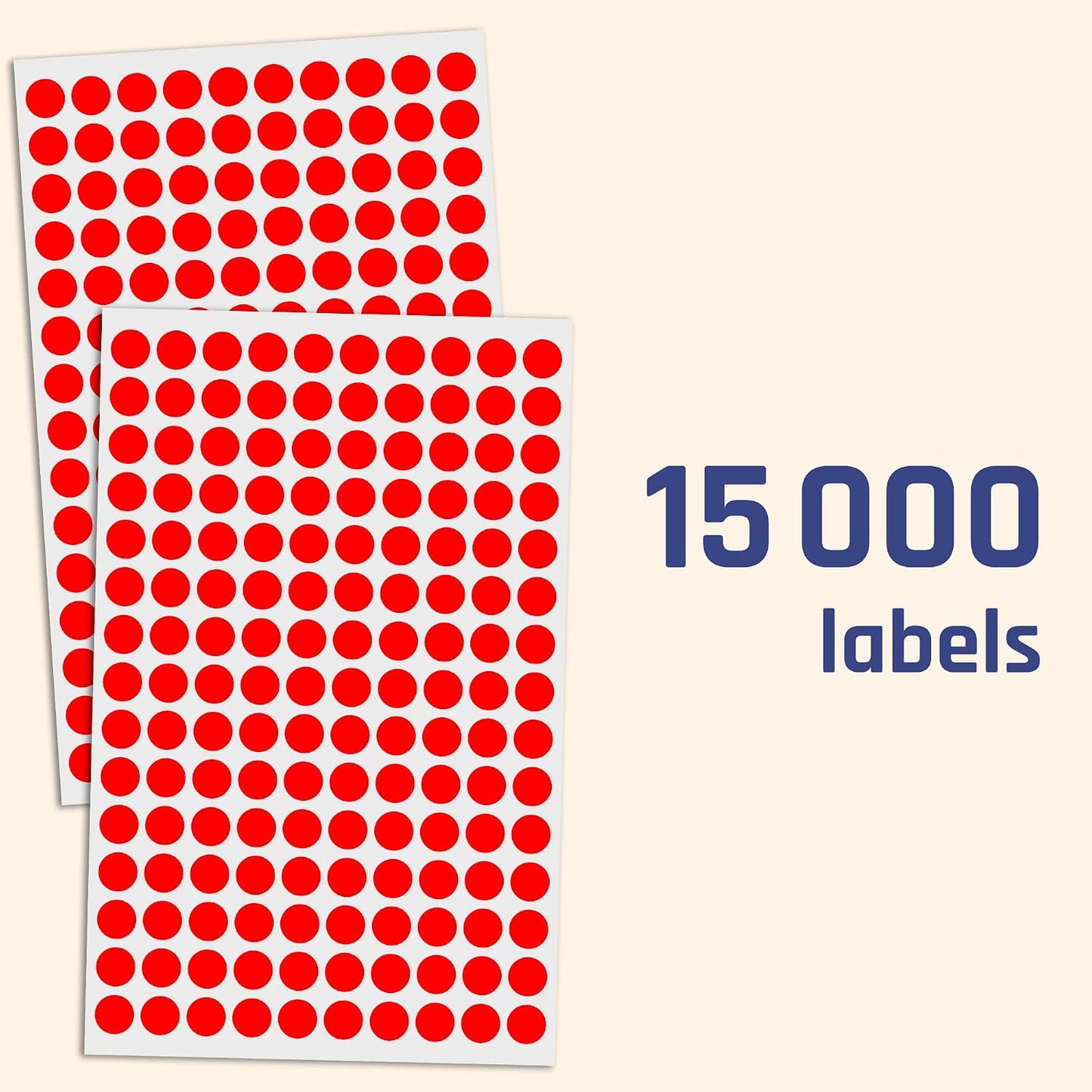 3000 Pieces, Small Colored Dot Round Stickers Labels - 10 Colors, 0.375"