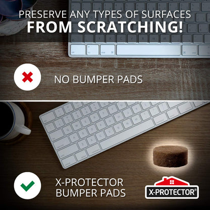 Cabinet Door Bumpers X-Protector 100 PCS – Small Felt Pads 3/8” (Brown) | Ideal Felt Bumpers – Self-Adhesive Thick Felt Dots – Bumper Pads to Protect Glass & Other Surfaces!