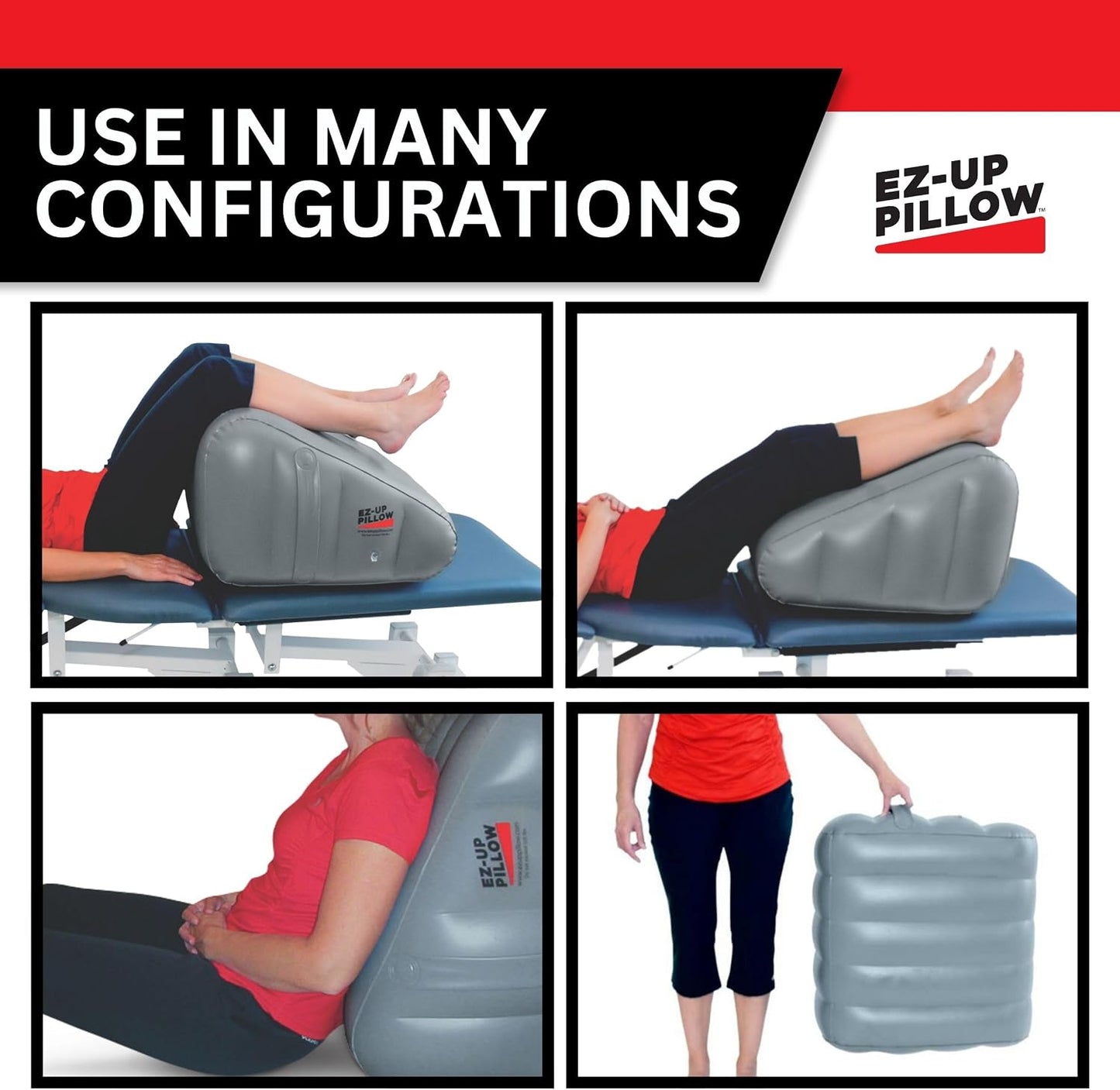 EZ Up Leg Elevation Wedge Pillow for Swelling after Surgery | Inflatable Leg Elevation Pillow with Foot Pump | Surgery Recovery, Circulation & Swelling Relief for Leg, Knee, Hip and Back