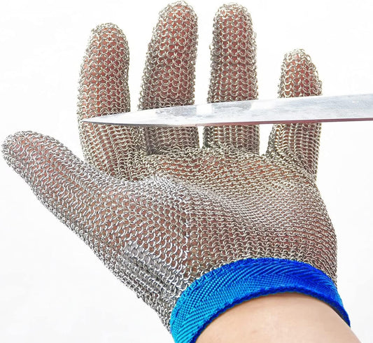 Dowellife Chainmail Glove, Cut Resistant Food Grade, Stainless Steel Mesh Metal Knife Cutting Glove for Butcher, Oyster Shucking Kitchen Mandoline Chef Slicing Fish Fillet (Medium)