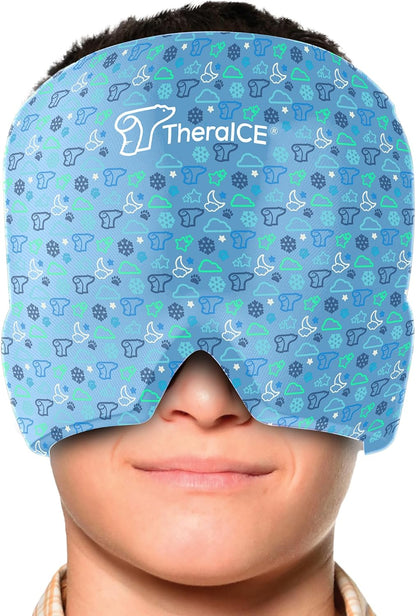 TheraICE Migraine Relief Cap, Headache Ice Pack for Tension Headache Relief | Cold Compress Eye Mask for Sinus Pressure, 360 Degree Compression Head Wrap, Hangover & Stress Relief