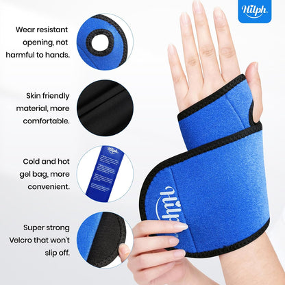Hilph Wrist Ice Pack Wrap, Carpal Tunnel Relief Wrist Brace with Gel Pack