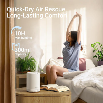 ASAKUKI Essential Oil Diffuser for Home 300 ml Quiet | Automatic Shut-Off, Aromatherapy Diffuser, 7 LED Lights for Living Room, Kitchen, Bedroom, Hotel - Light Brown