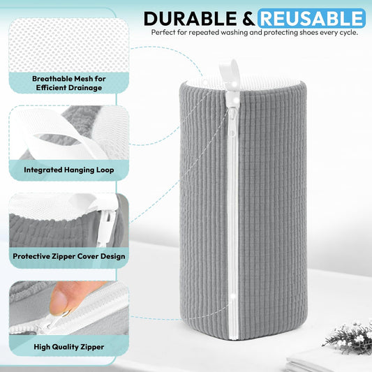 Shoe Washing Machine Bag - 360° Deep Clean shoe washing bag - 2Pc | Laundry Shoe Bag for Washer and Dryer - Reusable Shoe Cleaning Bag -Shoe Bag for Washing Sneakers etc with Zip Lock - Yellow