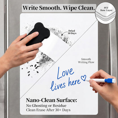 Magnetic White Board for Refrigerator Plan Weekly Menus at a Glance | Dry Erase Sheet for Meal Schedules - 12" x 8" Kitchen Command Center for Busy Moms with Magnet Backing Packed Flat