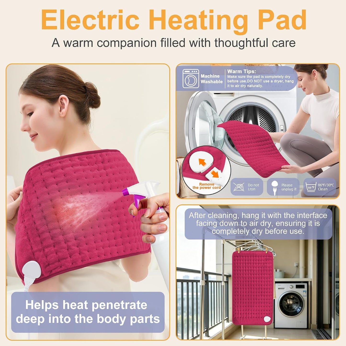 Heating Pad,Heated Blanket,Heating Pad for Back Neck,Grey,24x12 Inch | Electric Heating Pad,Dry/Moist Heat Heating Pads,Heating Pads for Shoulder,Abdomen,Heat Pad for Women Men,Birthday Gift