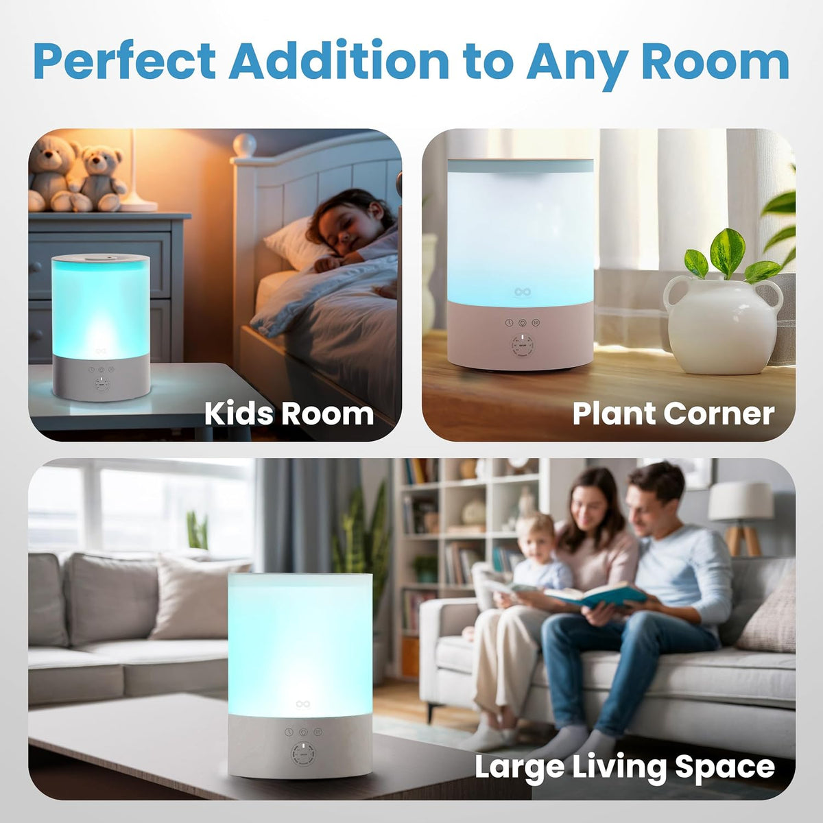 Everlasting Comfort 2.5L Top Fill Humidifier for Bedroom – 28dB Ultra-Quiet, Easy to Fill & Clean, 24HR Runtime, Night Light, Timer, Ultrasonic Cool Mist, Auto Shut-Off for Indoor Use