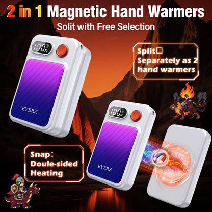 Electric Hand Warmers Rechargeable 2 Pack, Magnetic AI Hand Warmers with LED Display & 4 Levels, Portable Pocket Heater, Gifts for Christmas, Camping, Golf, Raynauds, Hunting, Women & Men