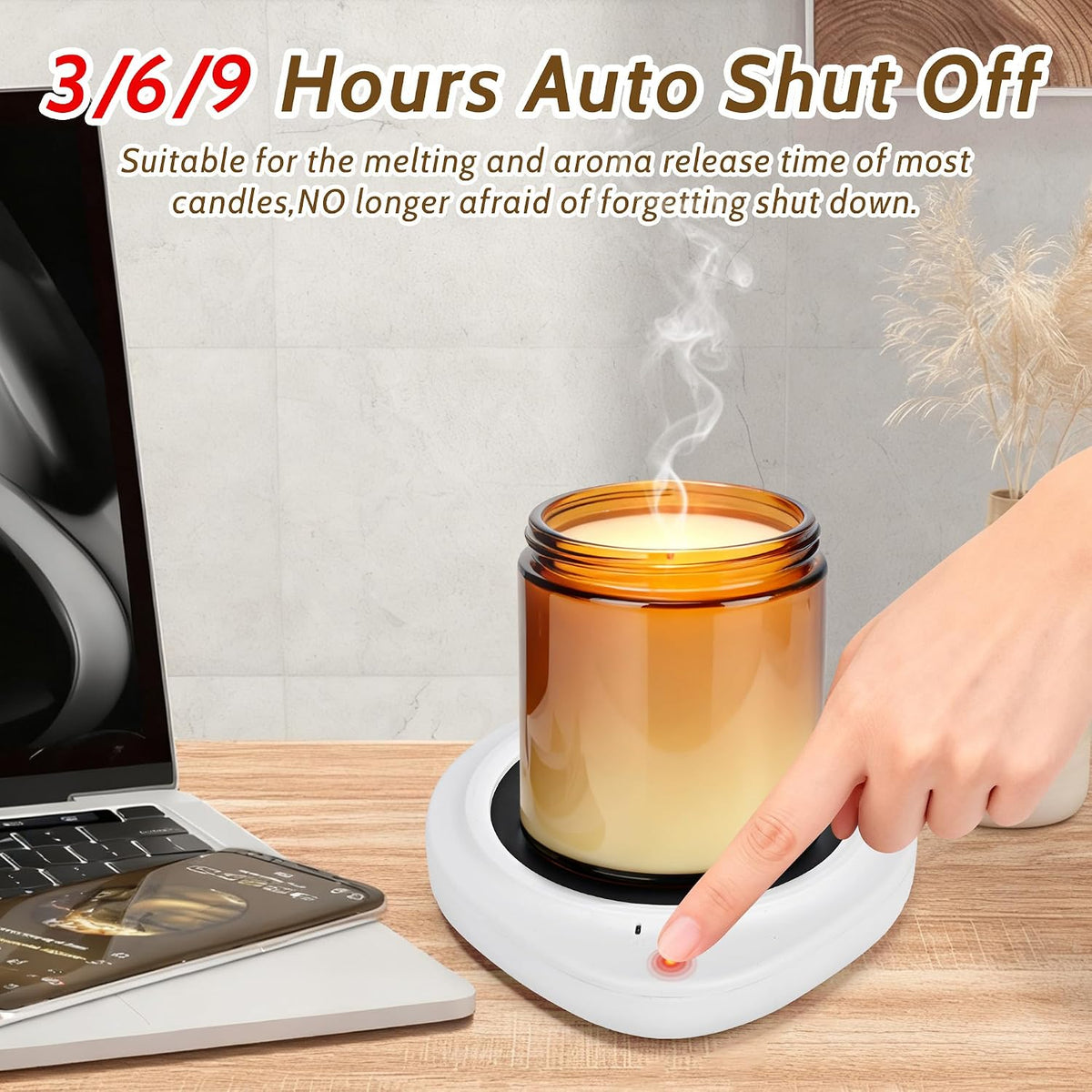 ASAWASA Candle Warmer with Timer Coffee Mug Warmers for Large Jar