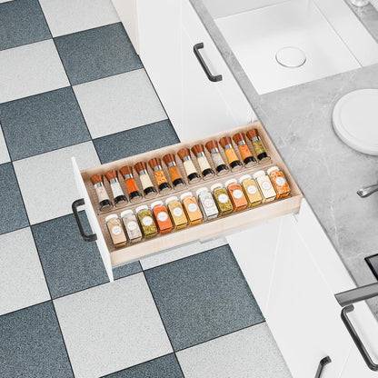 4 Pack Adjustable Narrow Spice Rack for Drawer - Expandable From 9" to 17.7" - Acrylic Drawer Seasoning Organizer,Tiered Clear Spice Tray for Spices,Condiment,Nail Polish and Jar Organization