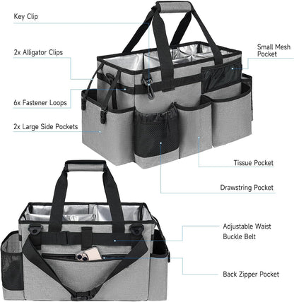 Cleaning Caddy Bag, Extra Large Cleaning Supply Bag for Housekeepers,Black | Sturdy Cleaning Caddy Organizer for Cleaning Supplies with Handle and Adjustable Shouder Strap, Easy to Clean Design