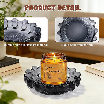 Bubble Glass Candle Dish Chic Large Clear Candle Holder Tray for Home Decor Modern Decorative Plate for Tea Lights Pillar Candles