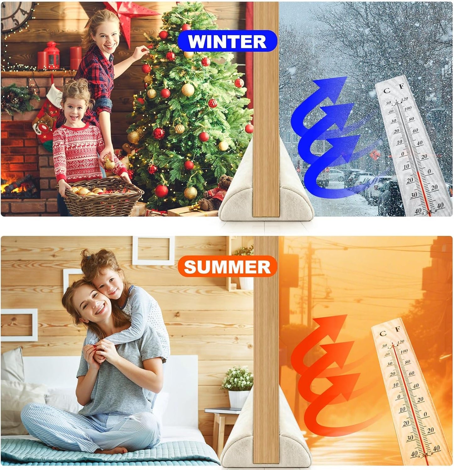 GDHOMM Door Draft Stopper for Bottom of Door, Adjustable Door Sweep Door Draft Blocker Door Gap Filler, Energy Saving, Keeps Sound Draft Light Out - Fits 30” to 36” Door