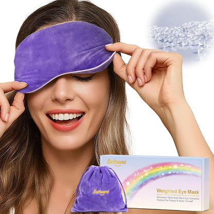 BeHoomi Heated Eye Mask, Weighted Sleep Mask for Eye Relaxation, Purple | Warm Compress for Eyes, Cooling Eye Mask for Sleeping, Reusable Hot and Cold Eye Masks for Home, Office, Gifts for Women