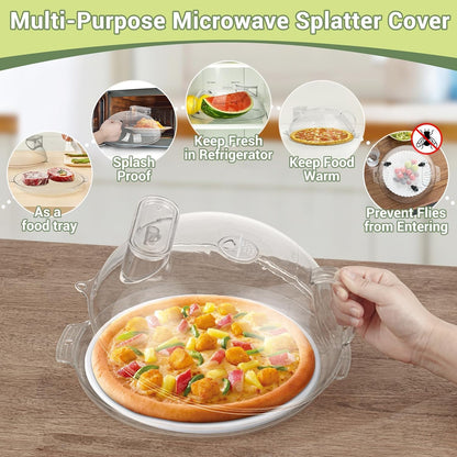 12" Clear Microwave Splatter Cover Integrated Handle BPA Free | Integrated Handle, BPA-Free, Clear PC, 12 Inch, Dishwasher Safe, Steam Vent, Food Grade, Splatter Guard,Large