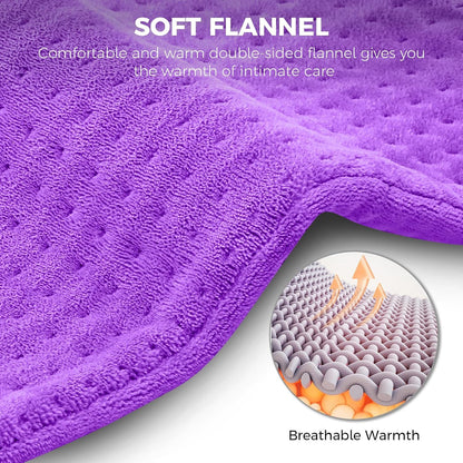 NOWWISH Heating Pad for Back, Period Cramps, Neck and Shoulder, 12x24 Inches Electric Throw with 6 Heat Settings, Timer and Auto Shut Off, Machine Washable, Birthday Gifts for Women Men, Grey