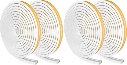 Weather Stripping Seal Strip Tape, Doors Windows Frame Self Adhesive D Type Foam Sealing Tape, 32.8Ft Rubber Soundproof Insulation Cell Foam Stripping, White