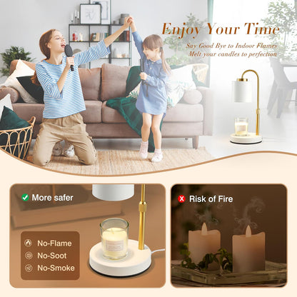 CASTLELIFE Candle Warmer Lamp with Timer & Dimmer, Height Adjustable Electric Wax Melt Warmer for Jar Candles, Gifts for Mom Home Decor, White