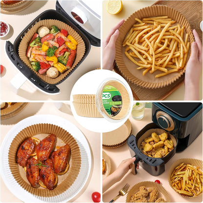 Air Fryer Liners Disposable, 150Pcs Parchment Paper 8" Square for 5-8QT | [Food Grade Material] Unbleached Parchment Paper Non-Stick & Waterproof Oilproof Easy Cleanup for Air Fryer Sheets Papers