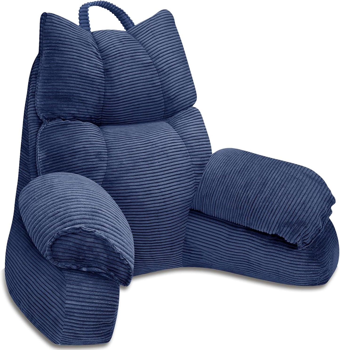 Reading Pillow for Bed with Arms, Back Support, Memory Foam（Grey Black） | Reading Pillow for Bed with High Arm Rests, Back Support Pillow for Sitting Up, Shredded Memory Foam for Reading, TV & Gaming
