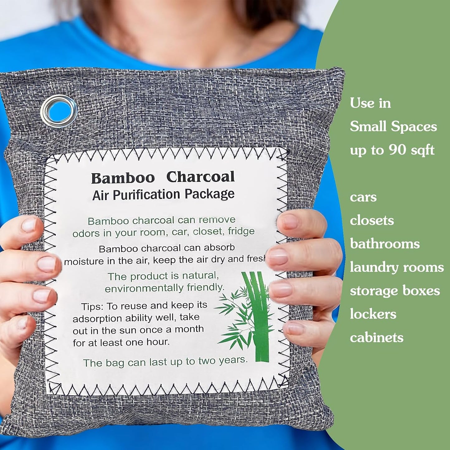 Bamboo Charcoal Air Purifying Bag, Activated Charcoal Odor Absorber Moisture Absorber Car Fresheners Odor Eliminator for Home Car Closet Refrigerator Shoe Smell Remover Gym Bag Deodorizer, Grey