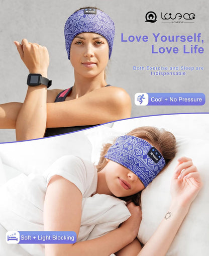 LOVE EYE Sleep Sport Headphones Wireless Bluetooth 5.4 Headband Headphone