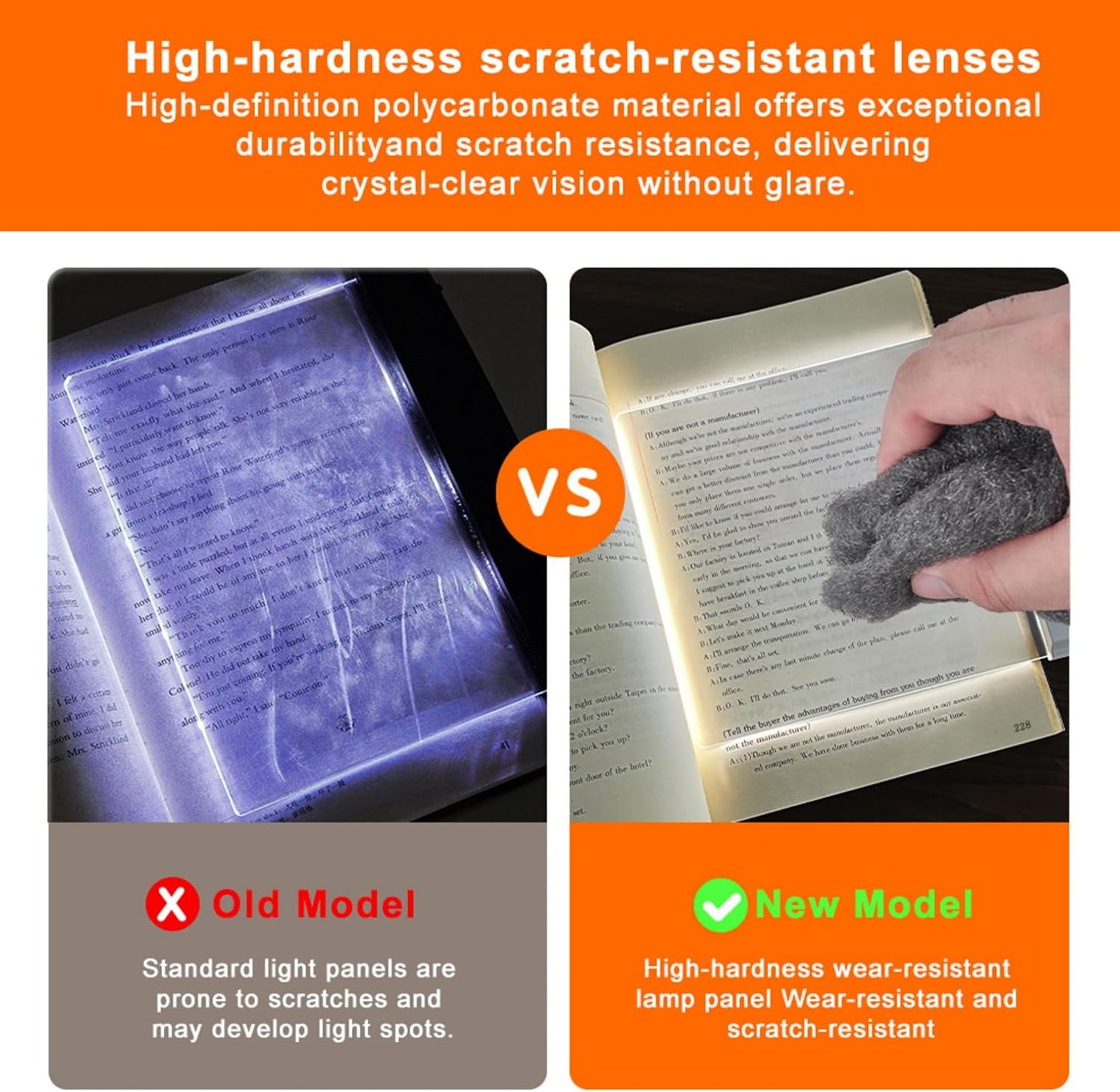 LED Flat Book Light for Reading at Night in Bed, Black | Eye-Caring, 3 Color Temperatures, Stepless Dimmable, USB Rechargeable, Portable Flat Panel Lamp for Kids & Adults