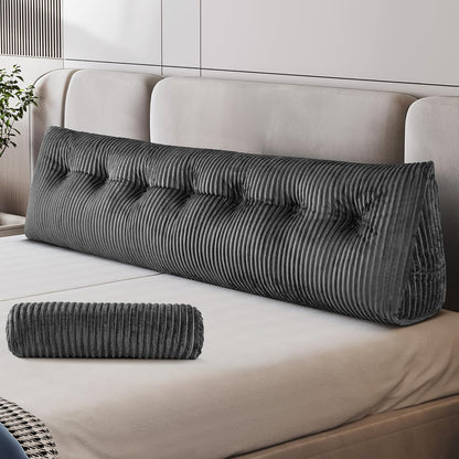 Z-hom Headboard Pillow, Wedge Backrest Cushion, Queen Size,NO Roll Pillow | Grey Triangular Backrest Cushion Equipped,NO Roll Pillow,Ideal for Reading,Sitting Up in Bed&Filling Headboard Gaps