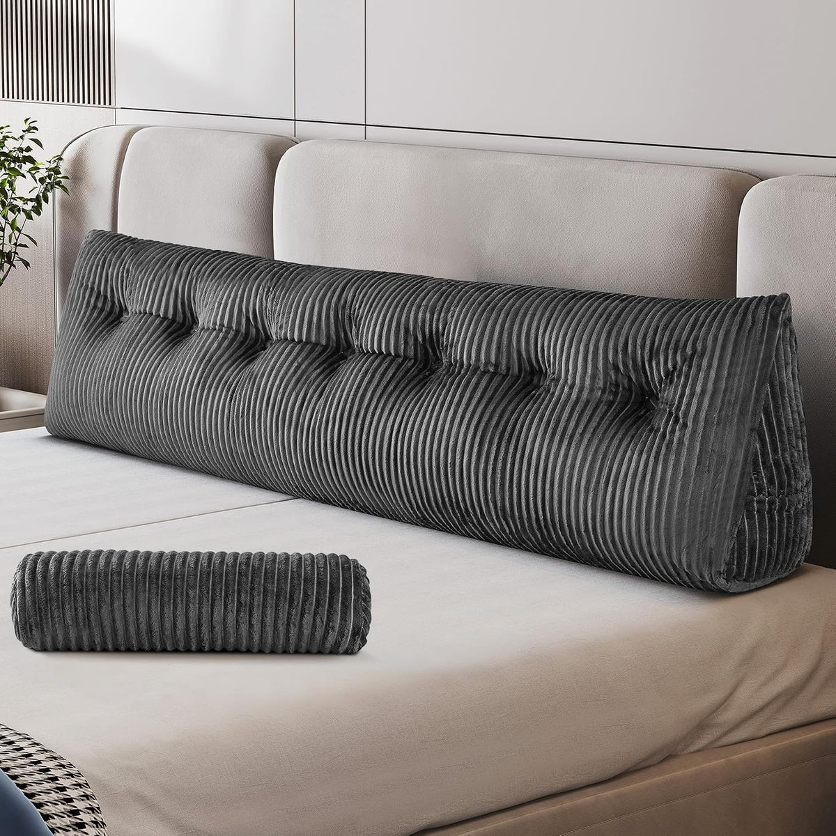 Z-hom Headboard Pillow, Wedge Backrest Cushion, Queen Size,NO Roll Pillow