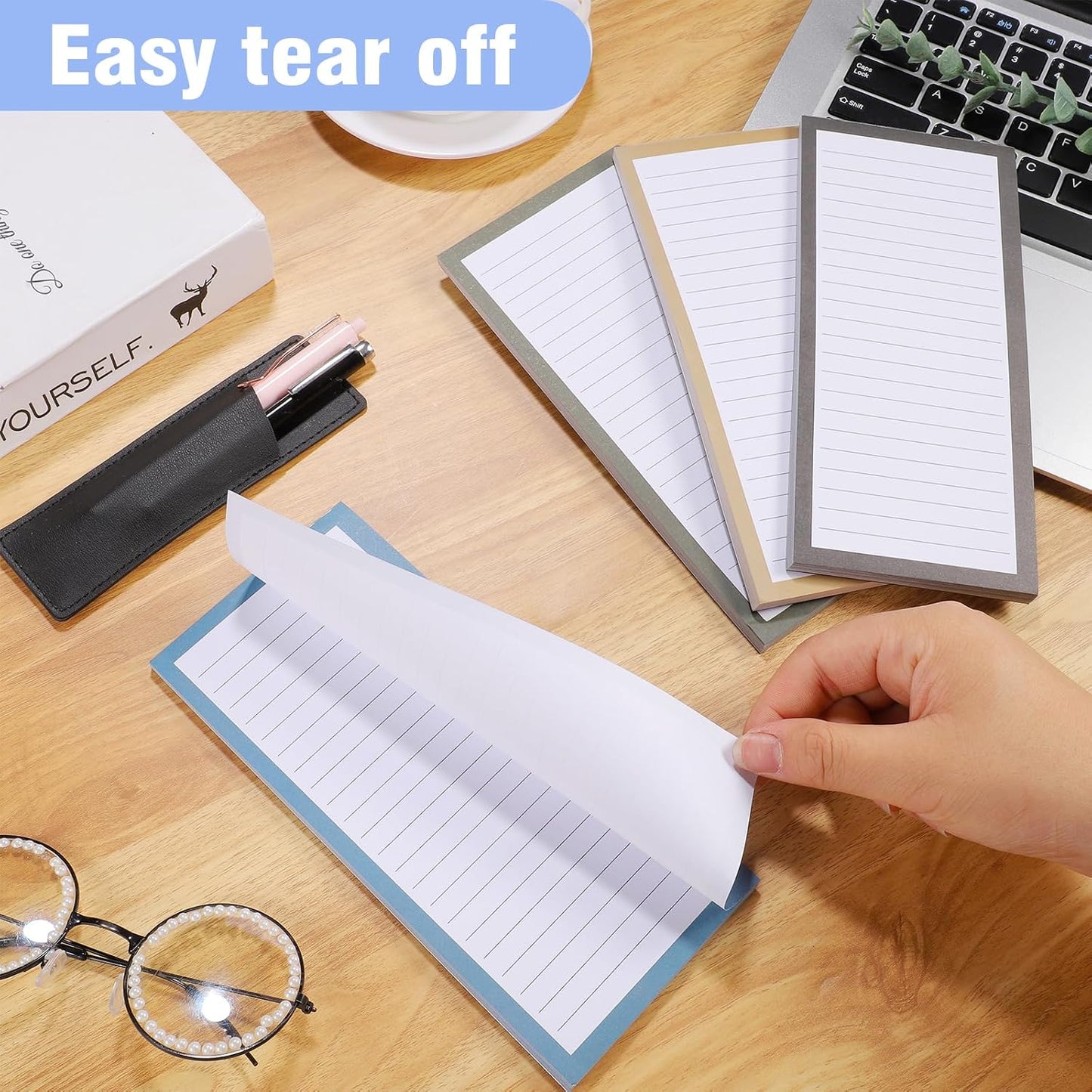Thboxes 4 Pack Magnetic Note Pad for Fridge with Pen Holder, Totally 200 Sheets Grocery List Magnet Pad for Refrigerator Magnetic Shopping List Pad（Fruit Design） | Full-Back Magnet, 80Gsm FSC-certified Paper, School Office Home Supplies Grocery List