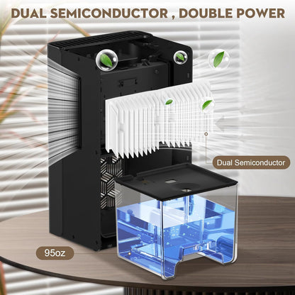 ToLife Dehumidifier for Home, 1000 sq.ft Dehumidifiers for Bedroom Bathroom Basement with 95 OZ Water Tank, Auto Shut Off 7 Colors LED Light, White Black