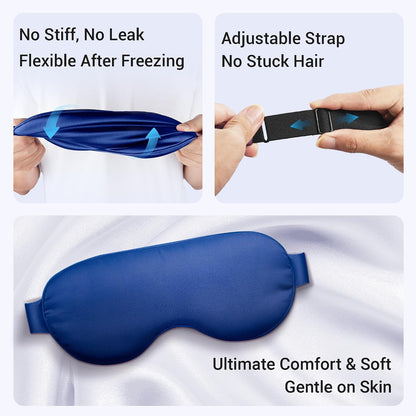 Cooling Eye Mask for Dark Circles Puffiness - Fsa Eligible Items Hsa, Cold Compress for Puffy Eyes Migraines Headache Sleeping After Surgery, Gentle Weighted Travel Essentials Gel Ice Pack (Black)