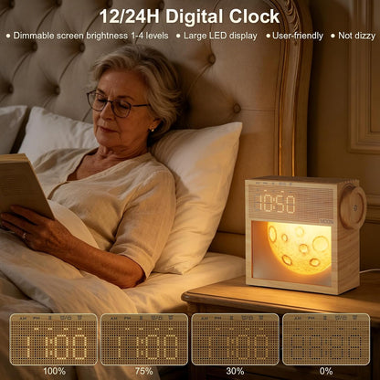 Sunrise Alarm Clock, White Noise Sound Machine, Bedroom Dimmable Moon Lamp