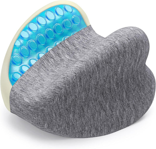 Knee Pillow for Side Sleepers Hip Pain, Gel Memory Foam, Grey