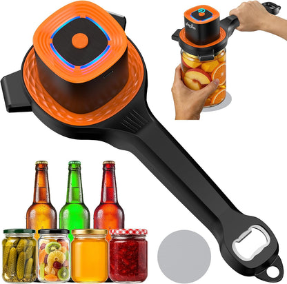 Electric Jar Opener for Seniors with Auto-Adjusting Gripper,Fit 1"-3.5" Cap | Rechargeable Jar & Bottle Openers for Weak Hands and Arthritis, Easy Twist Off Lid Opener with Rubber Gripper Pad，Red