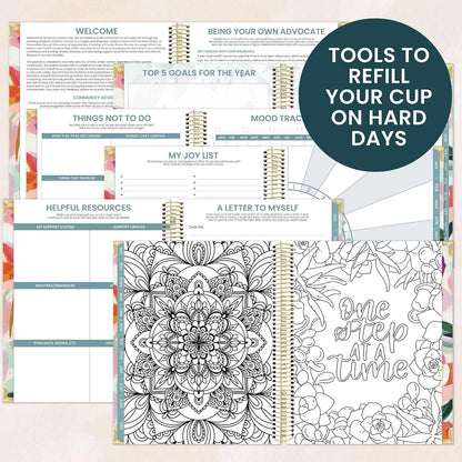 bloom daily planners Undated Chronic Illness Planner & Medical Journal - 12 Month Pain & Symptom Tracker, Mood & Medication Log, Appointment Organizer (7” x 9”) - Chronically Resilient