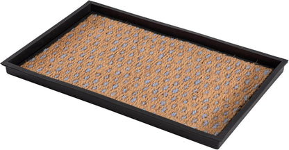 Anji Mountain Heavy Duty Waterproof Rubber Shoe Storage Mat Organizer/Boot Storage Tray Multi Use For Entryway with Coir, Tan Insert, Fits 2 Pair (24.5" Wide)